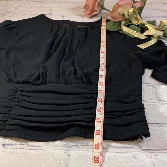 Gabrielle Union New York & Company Ruched Waistband Black Blouse - Picture 10 of 13